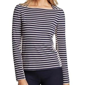 Tory Burch Navy Blue Striped Boatneck Top - XS